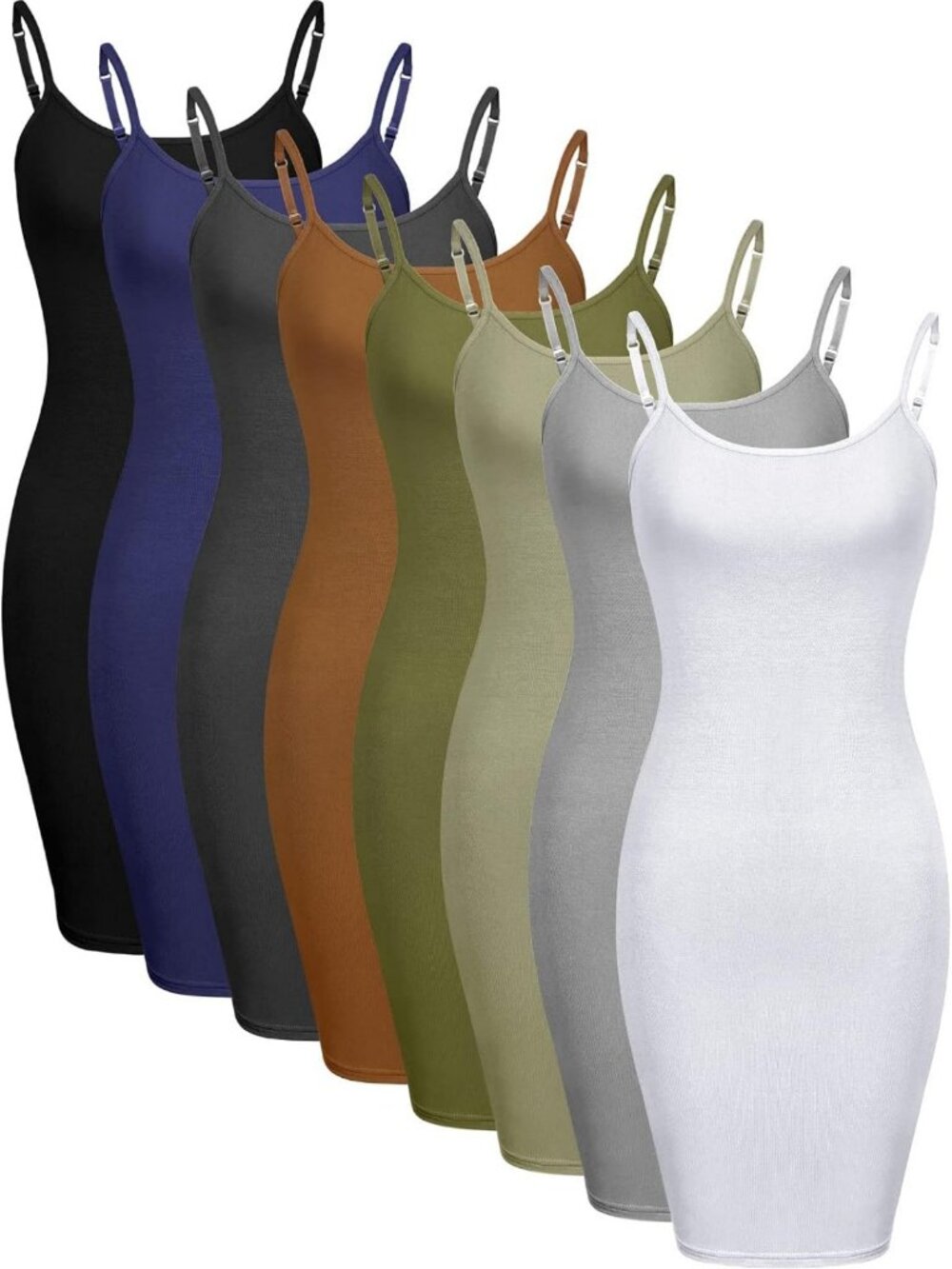 8 Pcs Women's Adjustable Spaghetti Strap Cami Slip Dress Shapewear Undergarment